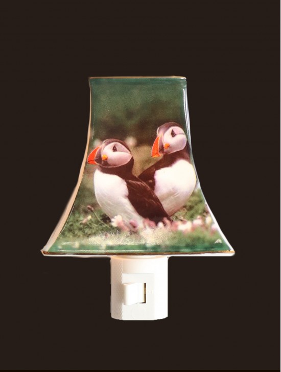 Porcelain Puffin Lampshade Night Light with Gift Box